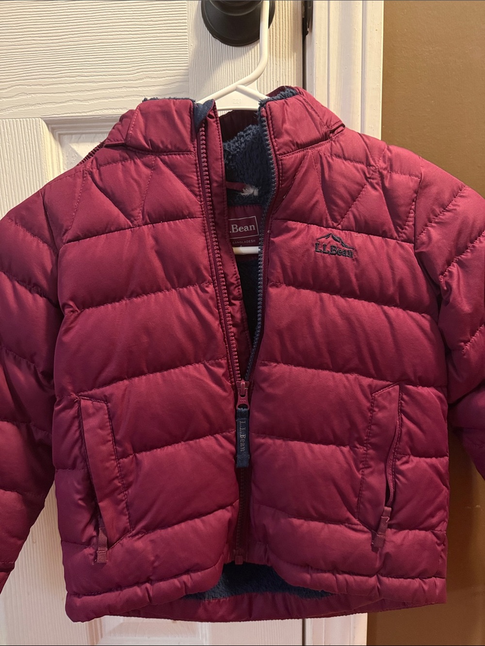 L.L. Bean Kids' Quilted Puffer Jacket in Berry Red
